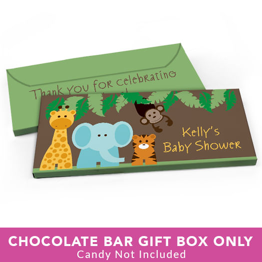 Deluxe Personalized Baby Shower Jungle Safari Candy Bar Favor Box