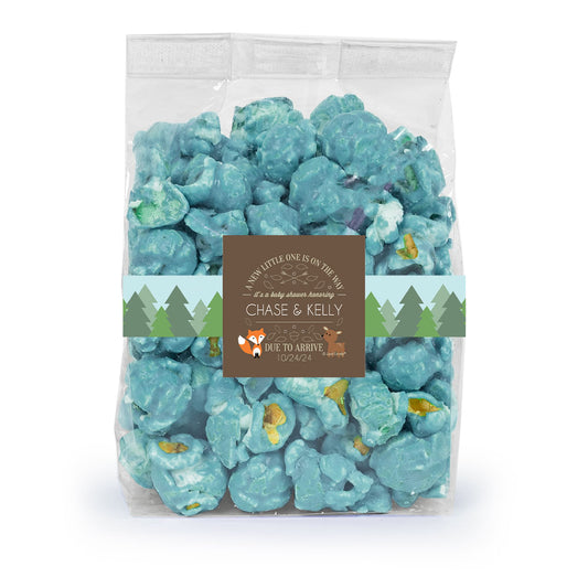 Personalized Baby Shower Forest Friends Candy Coated Popcorn 3.5oz Bags