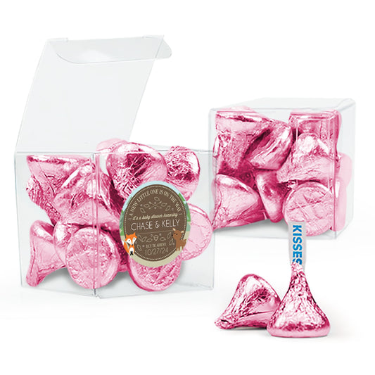 Baby Shower Forest Friends Clear Gift Box with Sticker - Approx. 16 Hershey's Kisses