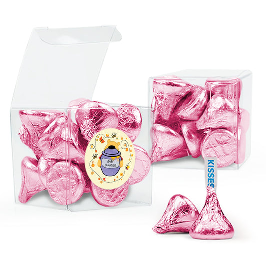 Baby Shower Honey Pooh Clear Gift Box with Sticker - Approx. 16 Hershey's Kisses