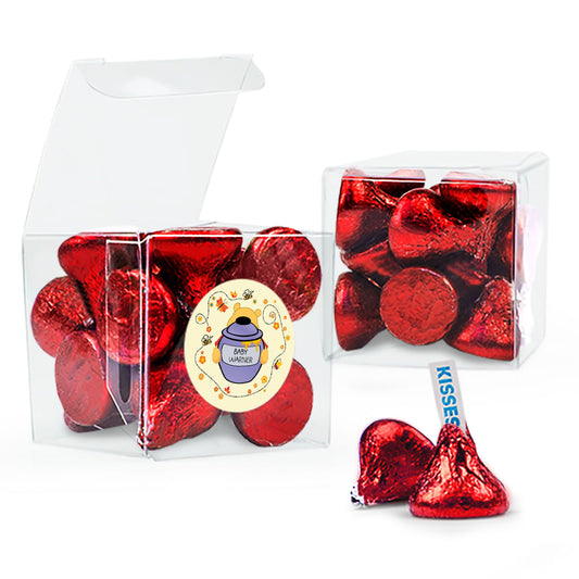 Baby Shower Honey Pooh Clear Gift Box with Sticker - Approx. 16 Hershey's Kisses