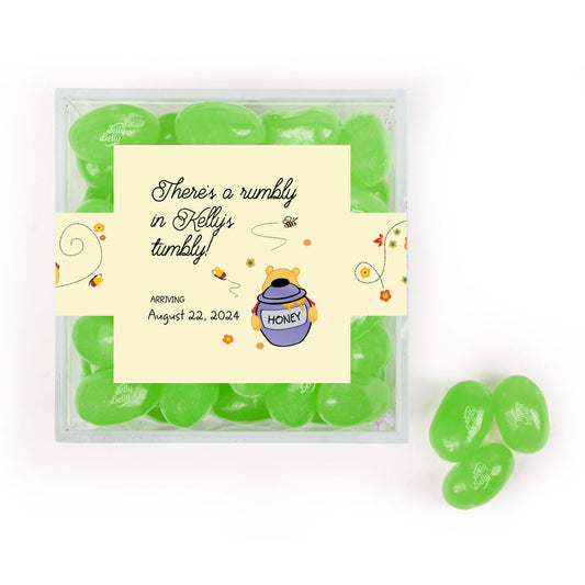 Personalized Baby Shower Pooh Favor Cube with Jelly Belly Jelly Beans