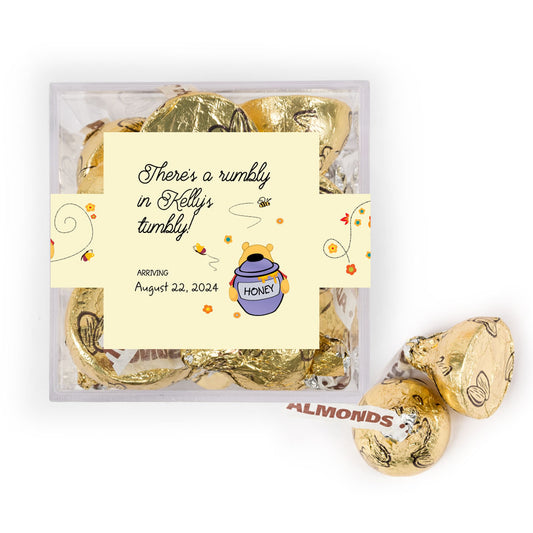 Personalized Baby Shower Pooh Favor Cube with Hershey's Kisses