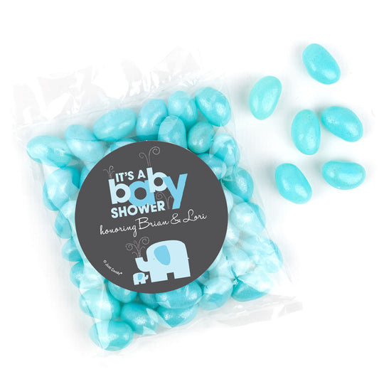 Personalized Baby Shower Elephants Candy Bags with Jelly Beans