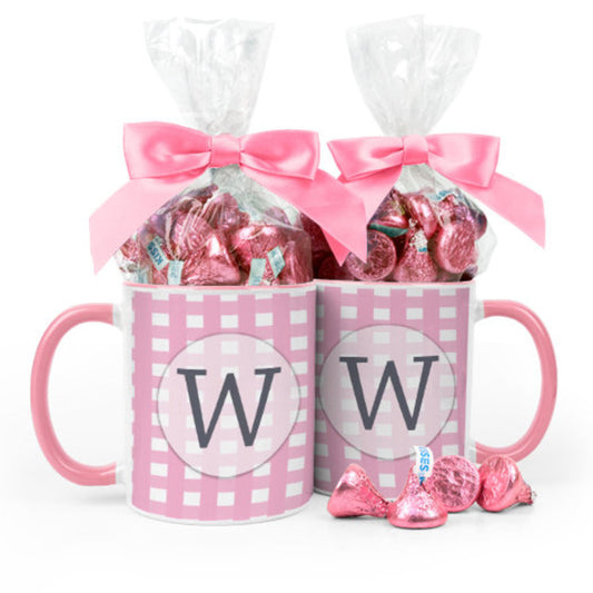 Personalized Baby Shower Checkered Pattern 11oz Mug with Hershey's Kisses