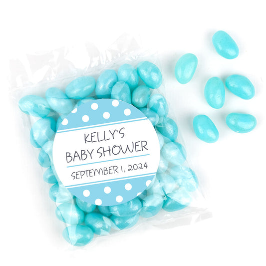 Personalized Baby Shower Polka Dot Candy Bags with Jelly Beans