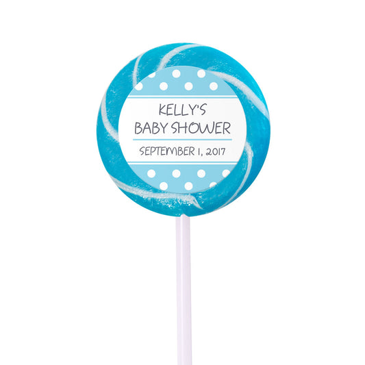 Baby Shower Personalized Small Swirly Pop Polka Dot(24 Pack)