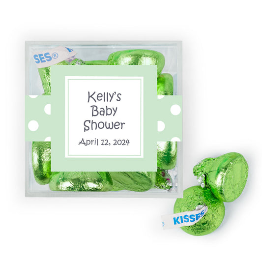 Personalized Baby Shower Polka Dot Favor Cube with Hershey's Kisses