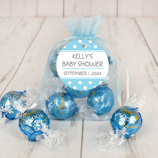 Personalized Baby Shower Polka Dot Lindt Truffle Organza Bag