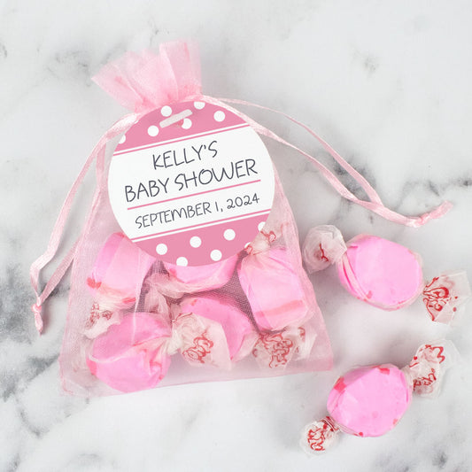 Personalized Baby Shower Polka Dot Taffy Organza Bag