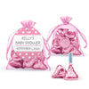 Personalized Baby Shower Polka Dot Organza Bags with Hershey's Kisses