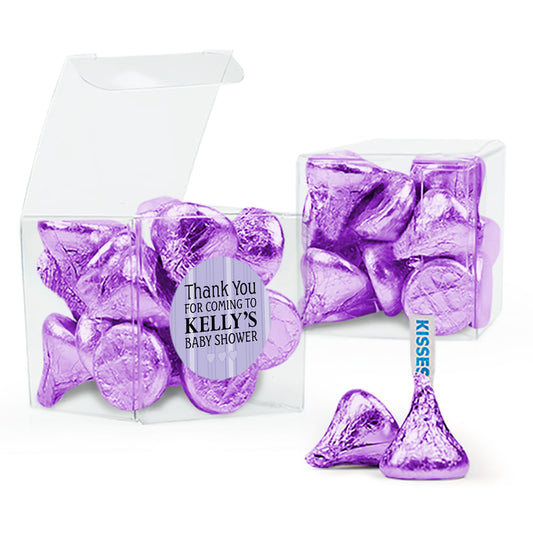 Baby Shower Stripes Clear Gift Box with Sticker - Approx. 16 Hershey's Kisses