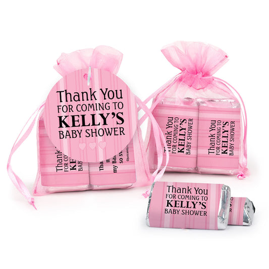 Personalized Baby Shower Stripes Miniatures in XS Organza Bag with Gift Tag