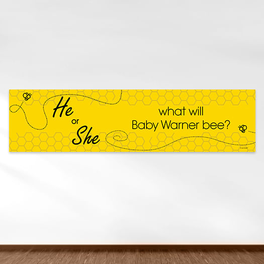 Personalized Baby Shower Gender Reveal Bee 5 Ft. Banner