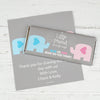 Gender Reveal Baby Shower Baby Elephants Personalized Chocolate Bar Wrappers