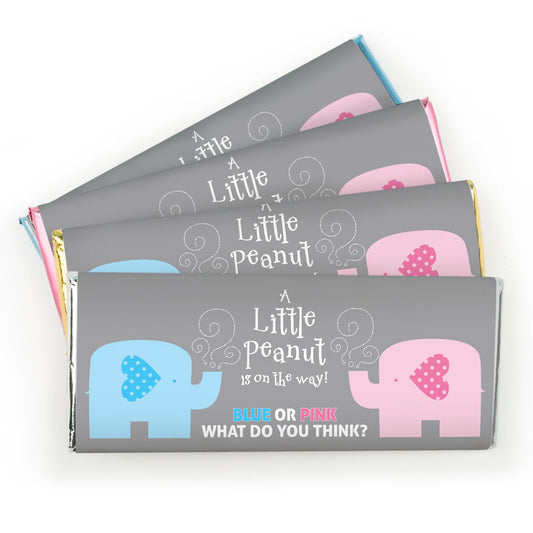 Gender Reveal Baby Shower Baby Elephants Personalized Chocolate Bar Wrappers