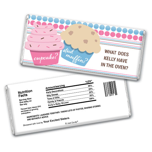 Gender Reveal Baby Shower Cupcakes Personalized Hershey's Milk Chocolate Bar