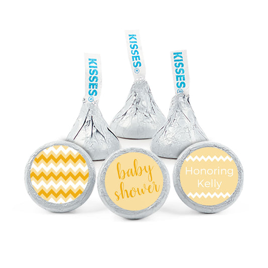 Personalized Baby Shower Yellow Chevron Pattern Deluxe Candy Buffet