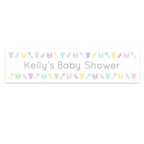 Personalized Bibs, Bottles & Rattles Baby Shower 5 Ft. Banner