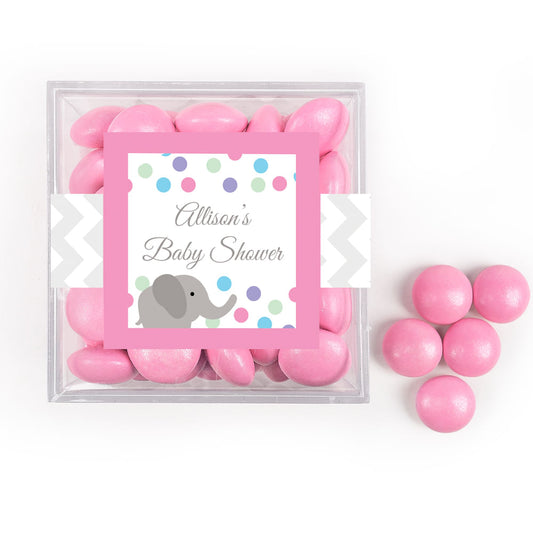 Personalized Baby Shower Elephant Chevron JUST CANDY® favor cube with Just Candy Milk Chocolate Minis