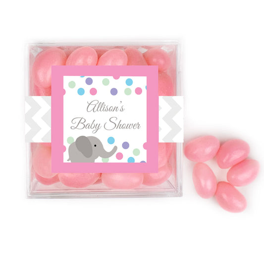 Personalized Baby Shower Elephant Chevron JUST CANDY® favor cube with Jelly Beans