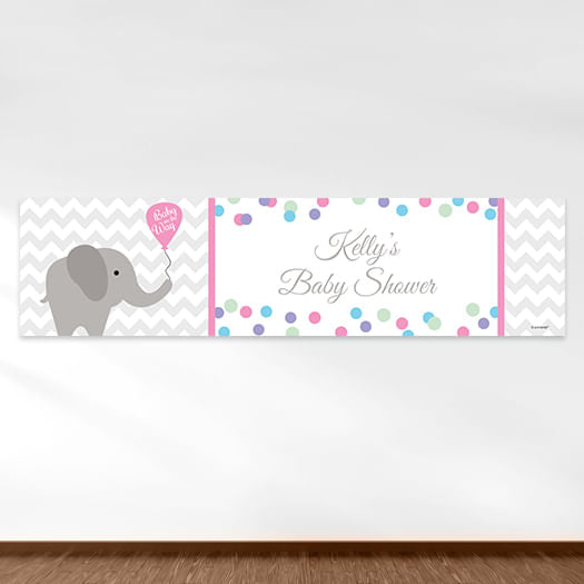 Personalized Baby Shower Chevron Elephant 5 Ft. Banner