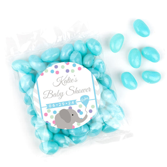 Personalized Baby Shower Elephant Candy Bags with Jelly Beans