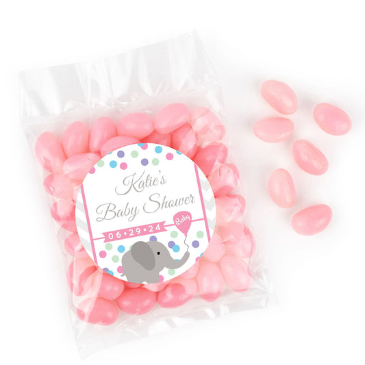 Personalized Baby Shower Elephant Candy Bags with Jelly Beans