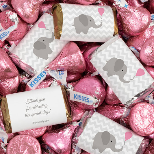 Girl Baby Shower Elephant Hershey's Miniatures and Kisses - 1.58lb Bag