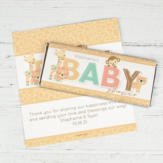 Baby Shower Personalized Chocolate Bar Wrappers Only Safari Snuggles