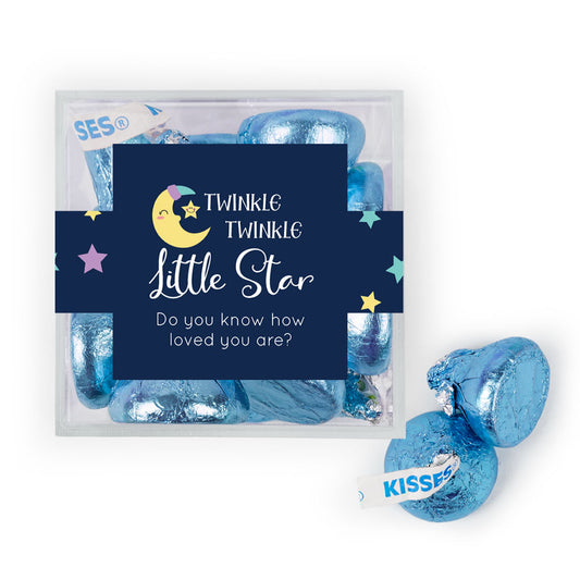 Personalized Baby Shower Little Star Favor Cube with Hershey's Kisses