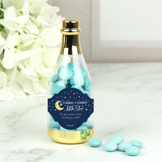 Personalized Baby Shower Little Star Champagne Bottle with Milk Chocolate Minis