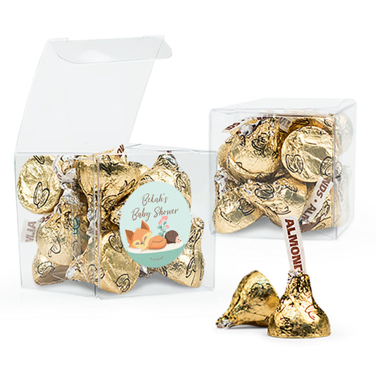 Baby Shower Woodland Buddies Clear Gift Box with Sticker - Approx. 16 Hershey's Kisses