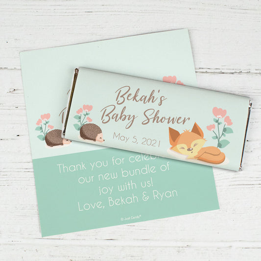 Baby Shower Personalized Chocolate Bar Wrappers Only Woodland Buddies