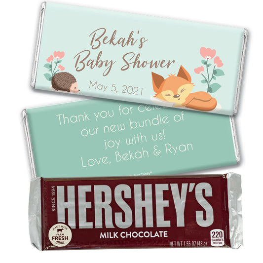 Baby Shower Personalized Hershey's Milk Chocolate Bar Woodland Buddies