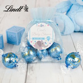 Personalized Baby Shower Lindt Truffle Organza Bag- Chevron Dots