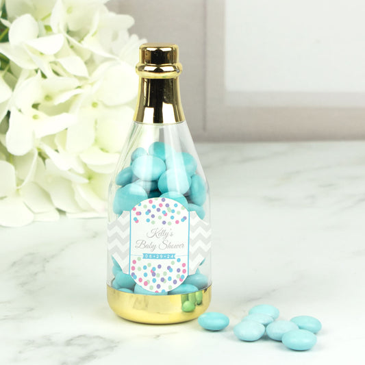 Personalized Baby Shower Elephant Champagne Bottle with Milk Chocolate Minis