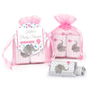 Personalized Baby Shower Elephant Miniatures in XS Organza Bag with Gift Tag