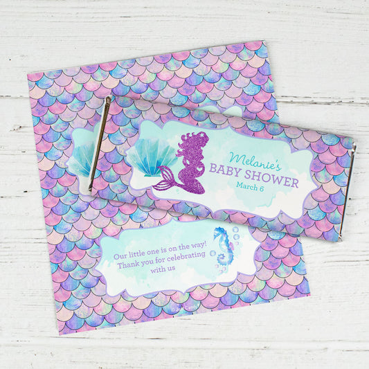 Baby Shower Personalized Chocolate Bar Wrappers Only Mermaid