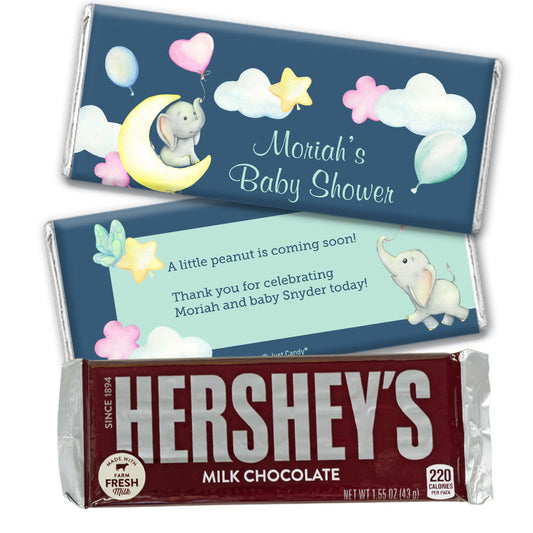 Personalized Elephant Moon Baby Shower Hershey's Milk Chocolate Bar