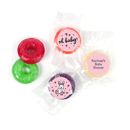 Personalized Baby Shower Pink Life Savers 5 Flavor Hard Candy -Oh Baby