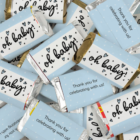 Personalized Baby Shower Candy Oh Baby Blue Wrapped Hershey's Miniatures