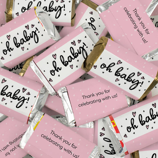 Baby Shower Candy Oh Baby Pink Wrapped Hershey's Miniatures