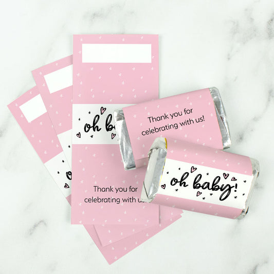 Baby Shower Pink Mini Wrappers - Oh Baby