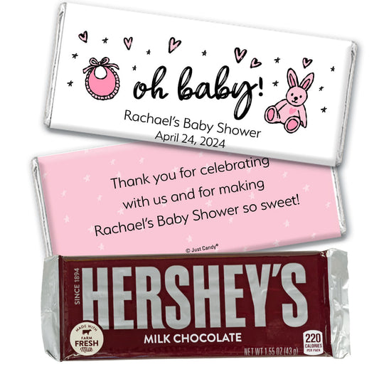 Personalized Baby Shower Icons Oh Baby Pink Hershey's Milk Chocolate Bar & Wrapper