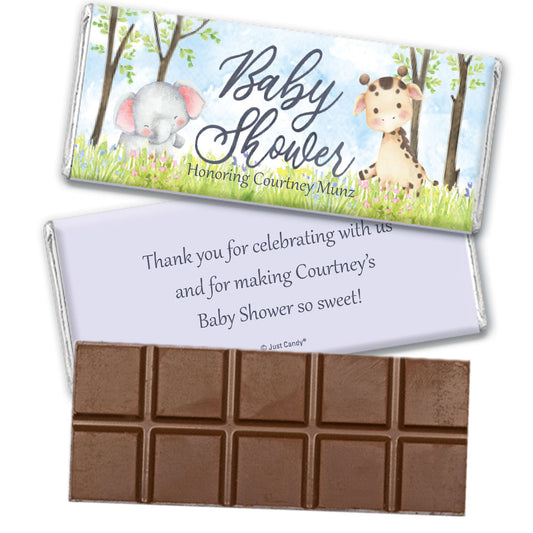 Personalized Baby Animals Belgian Chocolate Bar Baby Shower Favor