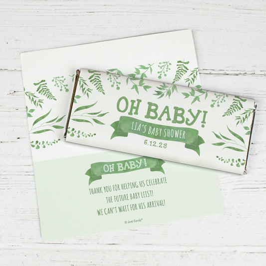 Personalized Oh Baby With Plants Chocolate Bar Wrappers Baby Shower Favor