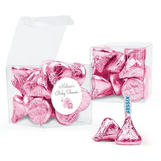 Baby Shower Oh Baby! Elephant Clear Gift Box with Sticker - Approx. 16 Hershey's Kisses