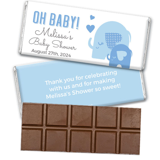 Personalized Elephant Hearts Belgian Chocolate Bar Baby Shower Favors