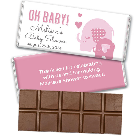 Personalized Elephant Hearts Belgian Chocolate Bar Baby Shower Favors